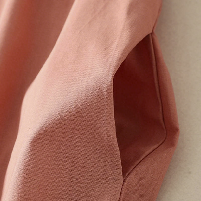 Robe midi en coton à manches longues et poches, couleur unie, motif Buddha Stones, automne - image 5