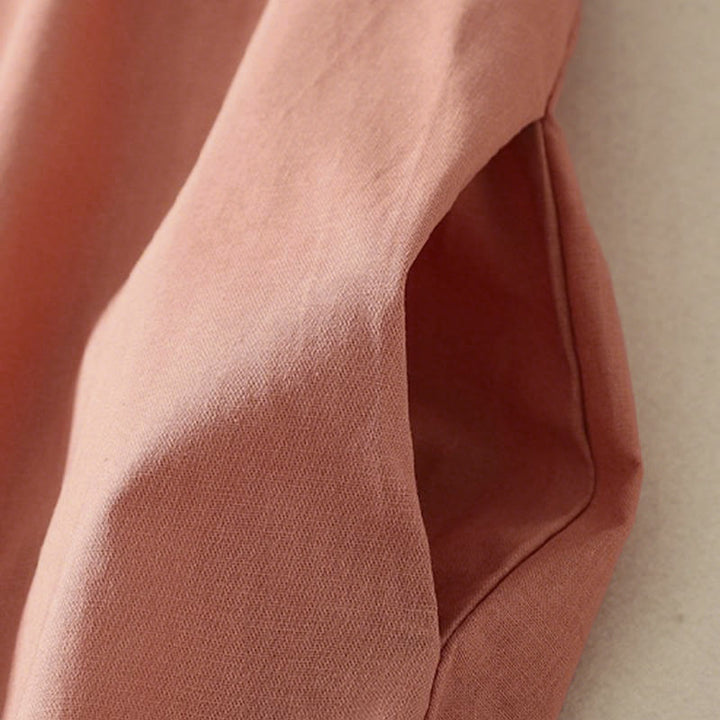 Robe midi en coton à manches longues et poches, couleur unie, motif Buddha Stones, automne - image 5