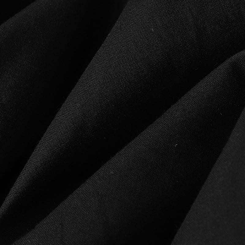 Robe midi en coton à manches longues et poches, couleur unie, motif Buddha Stones, automne - image 25