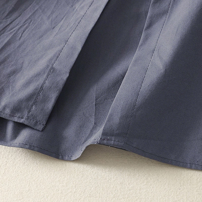 Robe midi en coton à manches longues et poches, couleur unie, motif Buddha Stones, automne - image 19