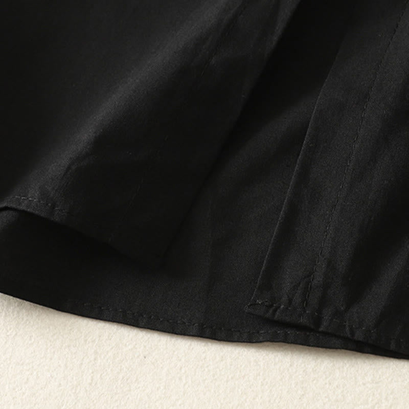 Robe midi en coton à manches longues et poches, couleur unie, motif Buddha Stones, automne - image 24