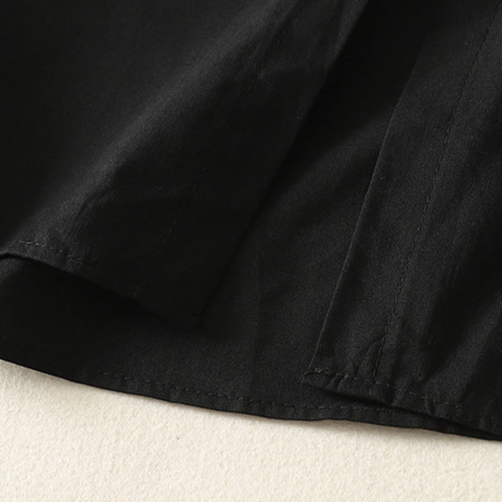 Robe midi en coton à manches longues et poches, couleur unie, motif Buddha Stones, automne - image 24