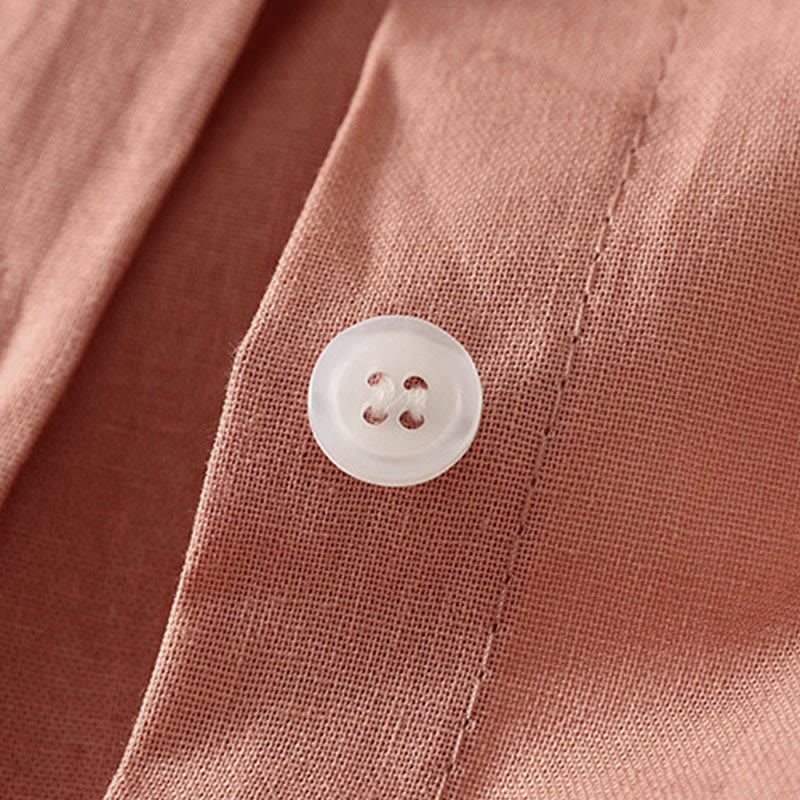 Robe midi en coton à manches longues et poches, couleur unie, motif Buddha Stones, automne - image 6