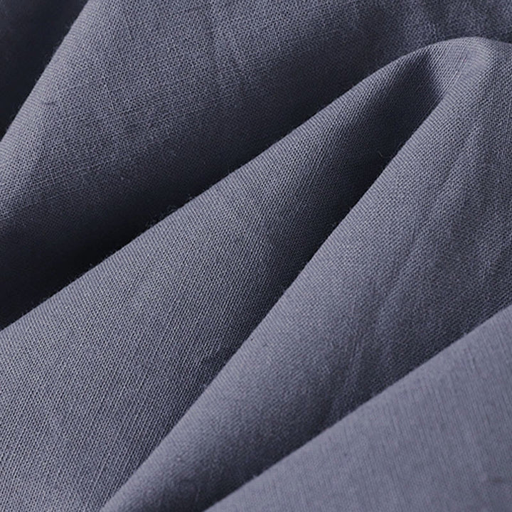 Robe midi en coton à manches longues et poches, couleur unie, motif Buddha Stones, automne - image 20