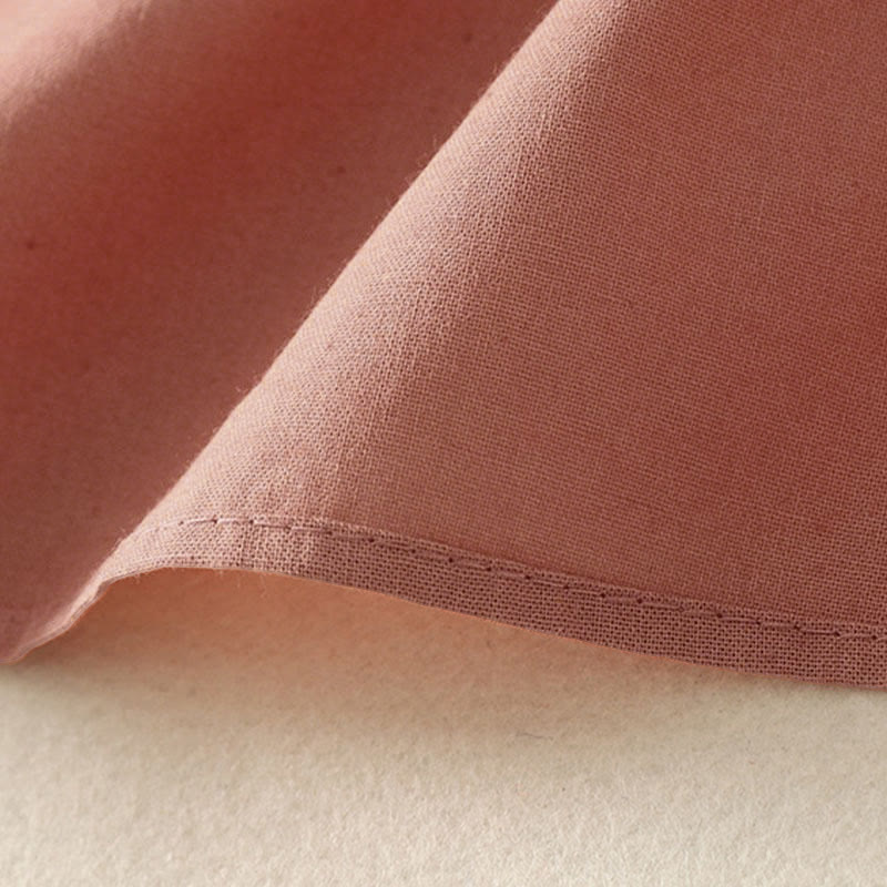 Robe midi en coton à manches longues et poches, couleur unie, motif Buddha Stones, automne - image 8