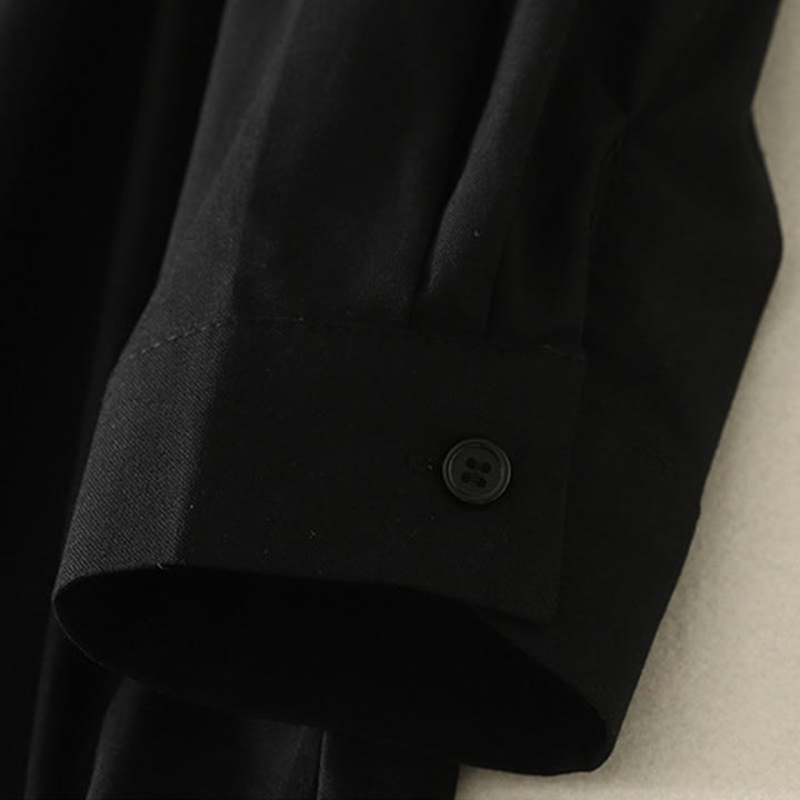 Robe midi en coton à manches longues et poches, couleur unie, motif Buddha Stones, automne - image 23