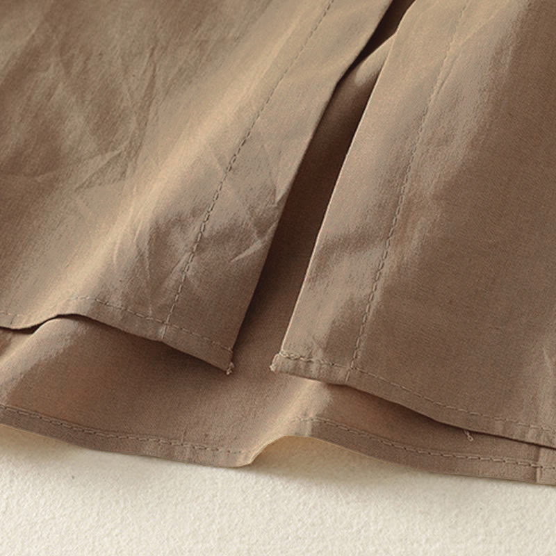 Robe midi en coton à manches longues et poches, couleur unie, motif Buddha Stones, automne - image 14