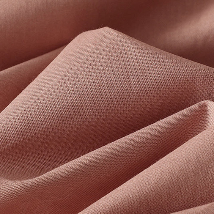 Robe midi en coton à manches longues et poches, couleur unie, motif Buddha Stones, automne - image 10