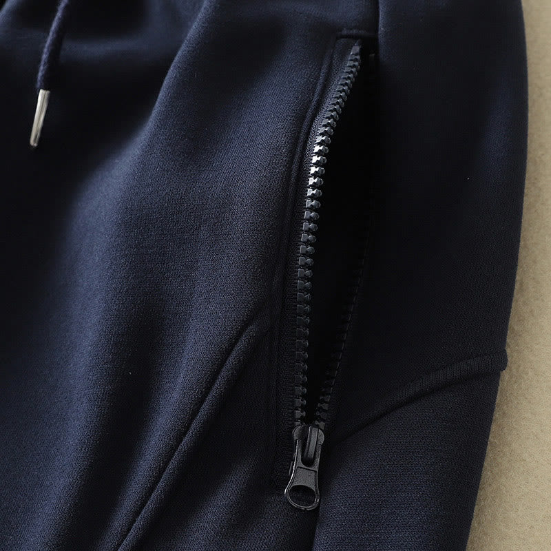 Pantalon large pour femme en coton doublé polaire thermique bleu nuit avec fermeture éclair et poches, Buddha Stones - image 4