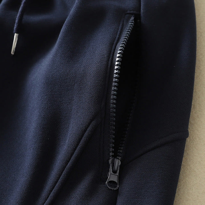 Pantalon large pour femme en coton doublé polaire thermique bleu nuit avec fermeture éclair et poches, Buddha Stones - image 4