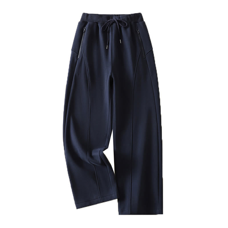 Pantalon large pour femme en coton doublé polaire thermique bleu nuit avec fermeture éclair et poches, Buddha Stones - image 11