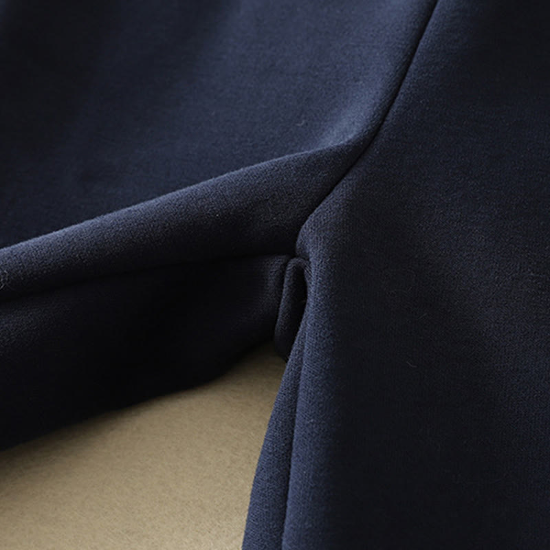 Pantalon large pour femme en coton doublé polaire thermique bleu nuit avec fermeture éclair et poches, Buddha Stones - image 8