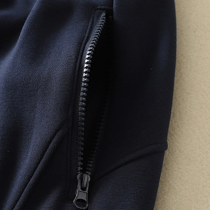 Pantalon large pour femme en coton doublé polaire thermique bleu nuit avec fermeture éclair et poches, Buddha Stones - image 5