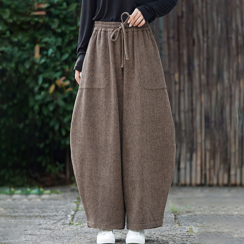 Pantalon d'hiver pour homme Buddha Stones, couleur unie, taille haute, en coton avec cordon de serrage et poches - image 1