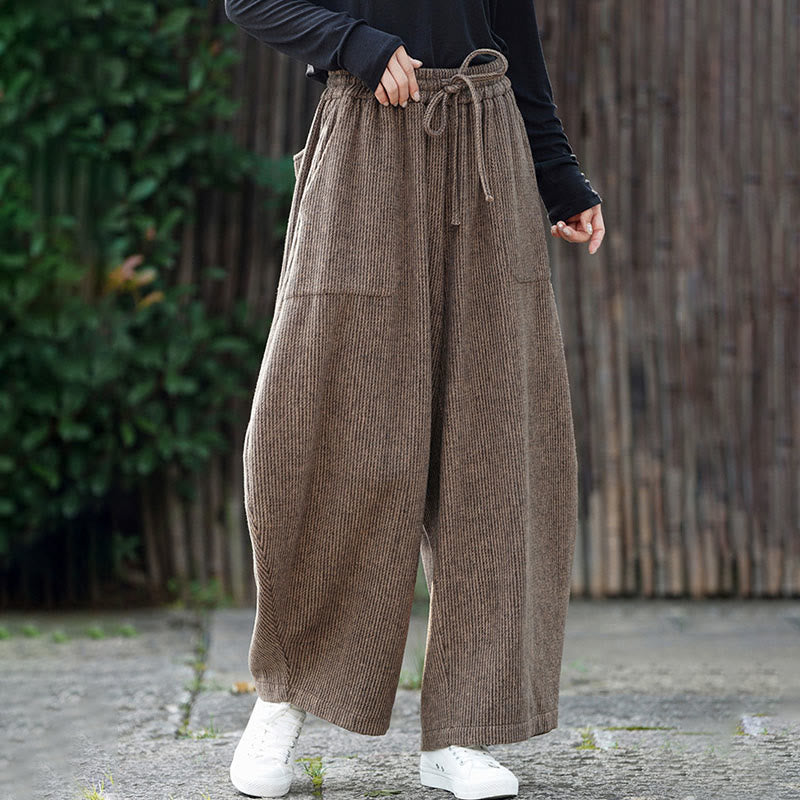 Pantalon d'hiver pour homme Buddha Stones, couleur unie, taille haute, en coton avec cordon de serrage et poches - image 4