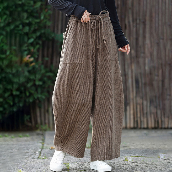 Pantalon d'hiver pour homme Buddha Stones, couleur unie, taille haute, en coton avec cordon de serrage et poches - image 4