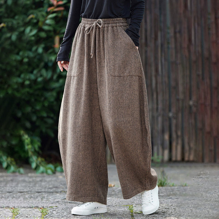 Pantalon d'hiver pour homme Buddha Stones, couleur unie, taille haute, en coton avec cordon de serrage et poches - image 3