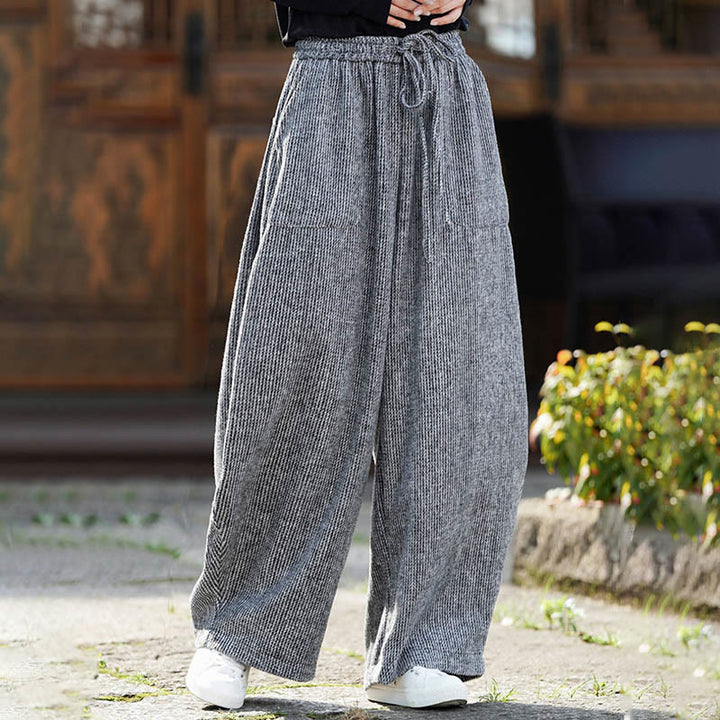 Pantalon d'hiver pour homme Buddha Stones, couleur unie, taille haute, en coton avec cordon de serrage et poches - image 28