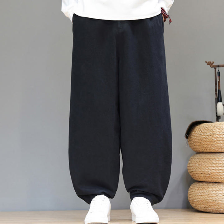 Pantalon de sport d'automne pour homme, en coton uni avec boutons et poches, motif Buddha Stones - image 12
