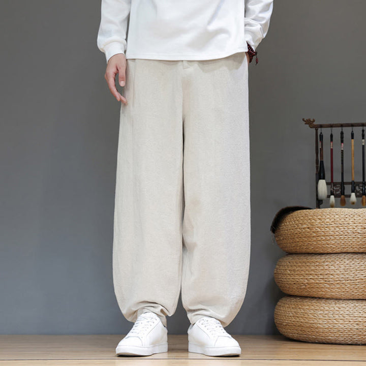 Pantalon de sport d'automne pour homme, en coton uni avec boutons et poches, motif Buddha Stones - image 14