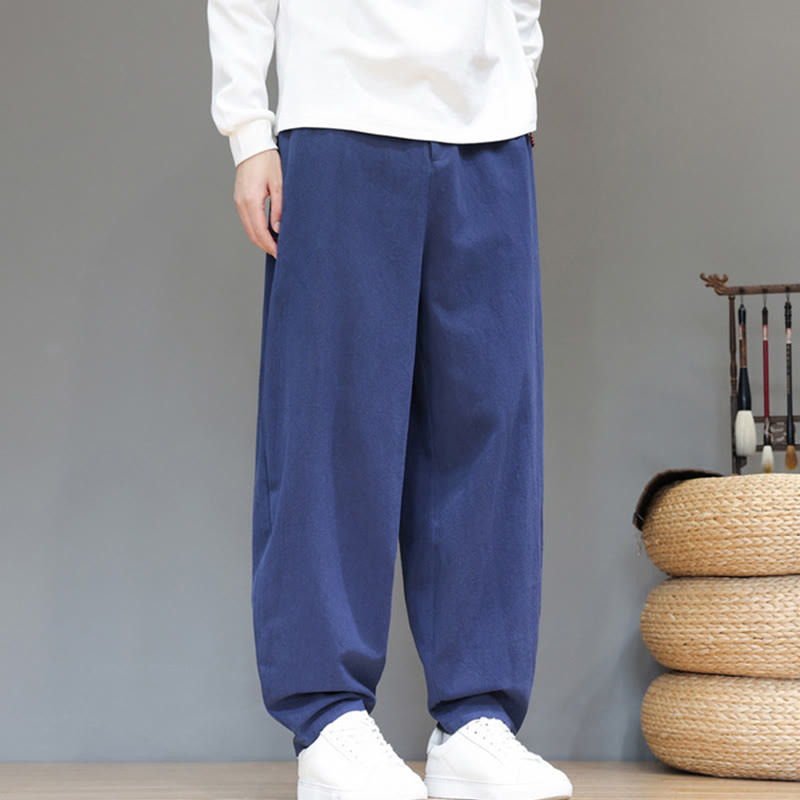 Pantalon de sport d'automne pour homme, en coton uni avec boutons et poches, motif Buddha Stones - image 2