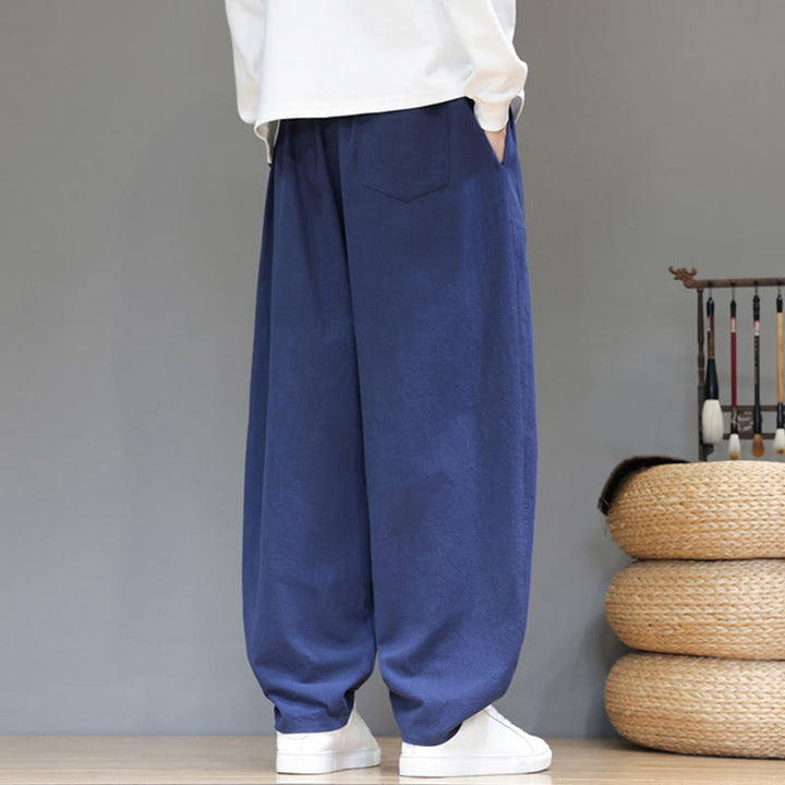 Pantalon de sport d'automne pour homme, en coton uni avec boutons et poches, motif Buddha Stones - image 3