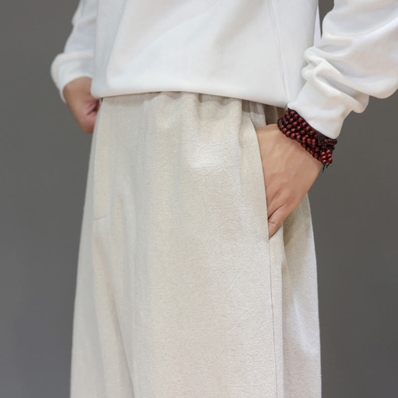 Pantalon de sport d'automne pour homme, en coton uni avec boutons et poches, motif Buddha Stones - image 21