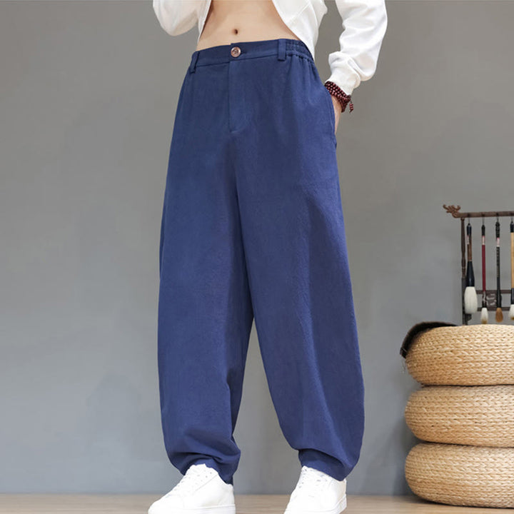 Pantalon de sport d'automne pour homme, en coton uni avec boutons et poches, motif Buddha Stones - image 0