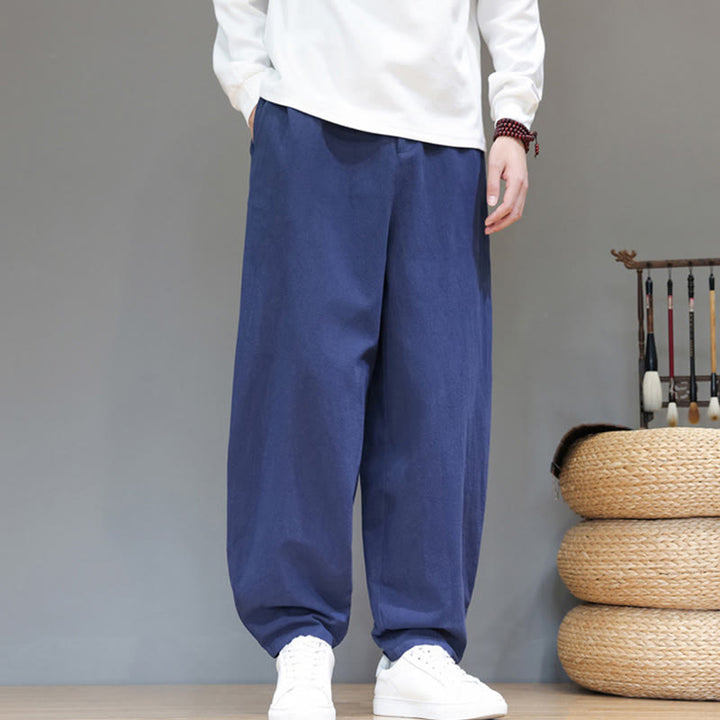Pantalon de sport d'automne pour homme, en coton uni avec boutons et poches, motif Buddha Stones - image 4