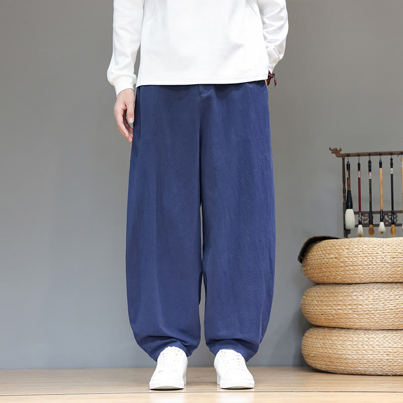 Pantalon de sport d'automne pour homme, en coton uni avec boutons et poches, motif Buddha Stones - Bleu royal - US/UK/AU46，EU56 (5XL) - image 1