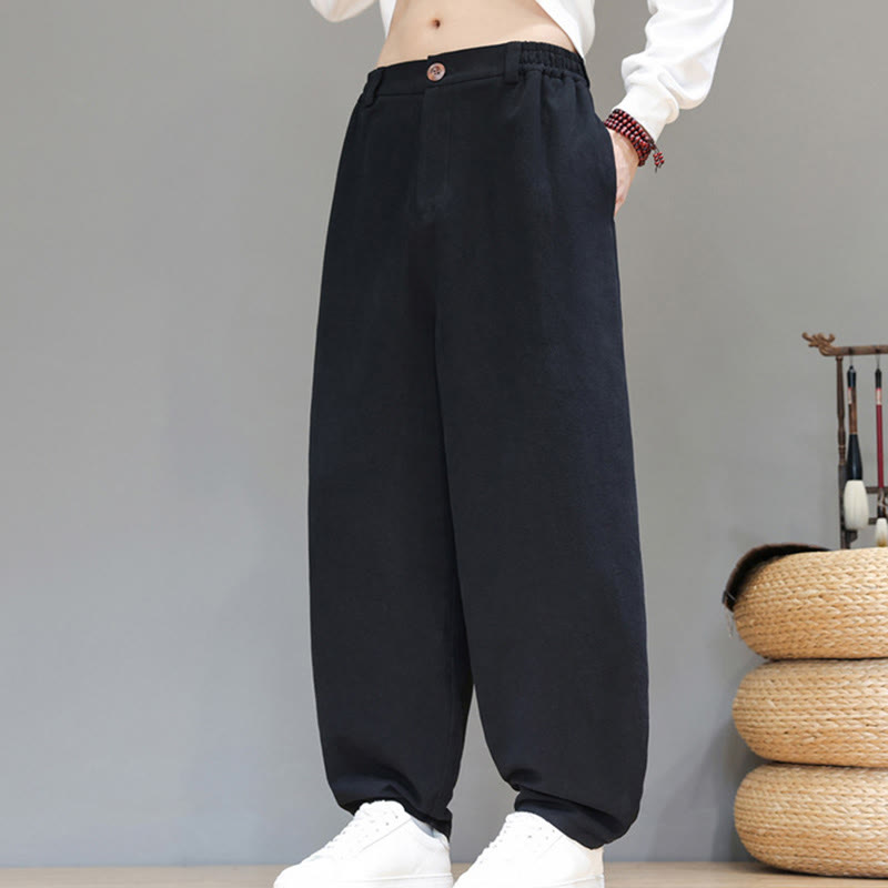 Pantalon de sport d'automne pour homme, en coton uni avec boutons et poches, motif Buddha Stones - image 10