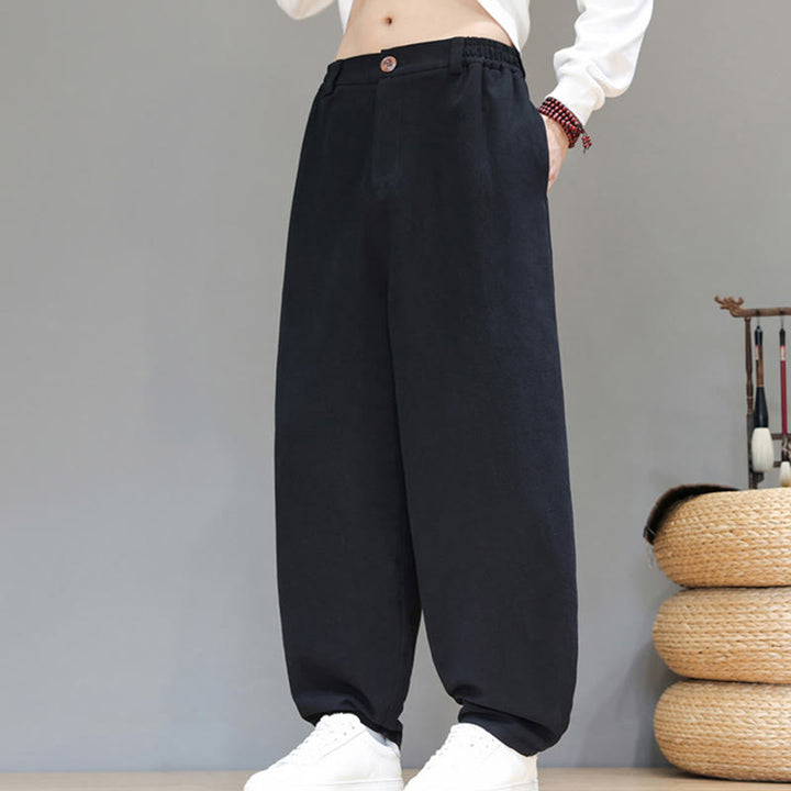 Pantalon de sport d'automne pour homme, en coton uni avec boutons et poches, motif Buddha Stones - image 10