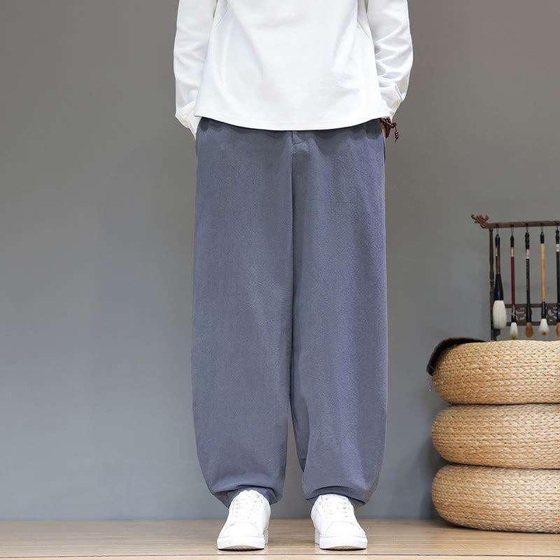 Pantalon de sport d'automne pour homme, en coton uni avec boutons et poches, motif Buddha Stones - Gris ardoise clair - US/UK/AU46，EU56 (5XL) - image 5