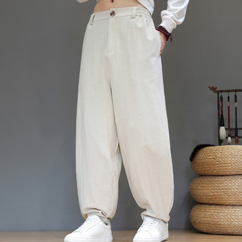 Pantalon de sport d'automne pour homme, en coton uni avec boutons et poches, motif Buddha Stones - image 18