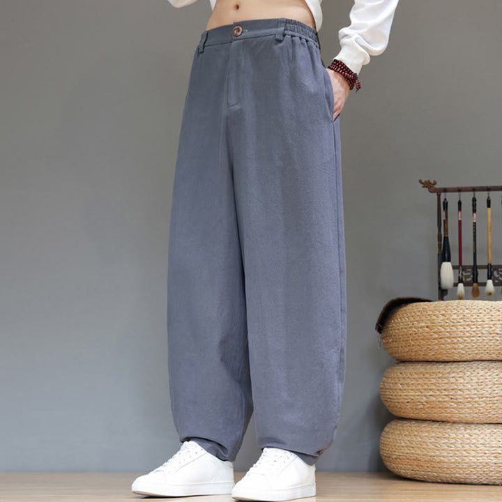 Pantalon de sport d'automne pour homme, en coton uni avec boutons et poches, motif Buddha Stones - image 6