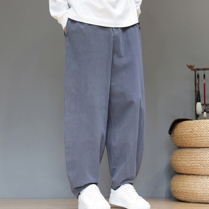 Pantalon de sport d'automne pour homme, en coton uni avec boutons et poches, motif Buddha Stones - image 8