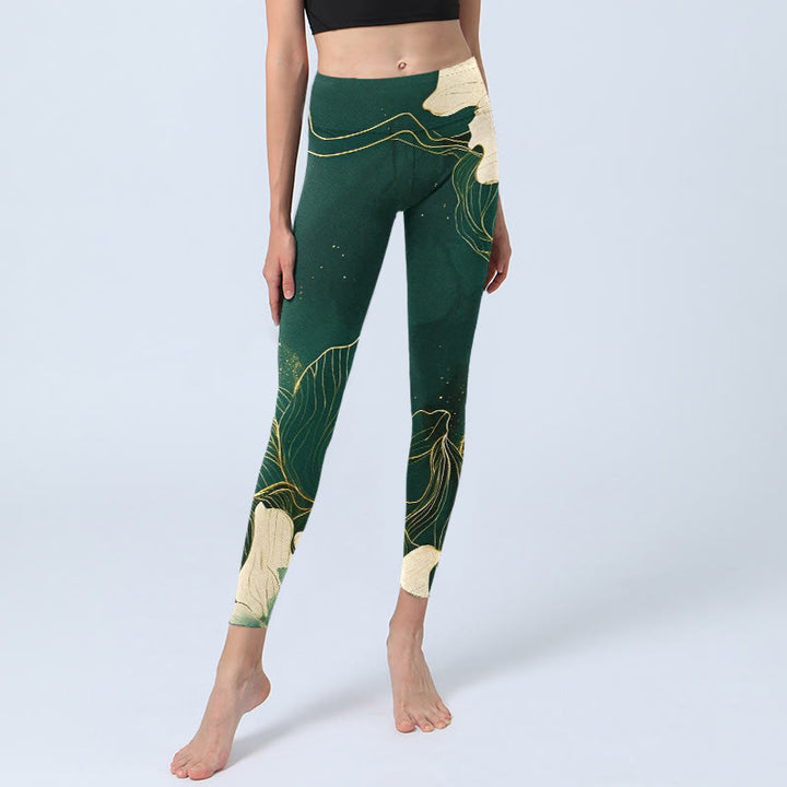 Leggings de sport pour femmes avec imprimé floral élégant et Buddha Stones - image 5