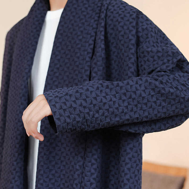 Kimono homme en coton à manches longues, motif jacquard hivernal et Buddha Stones - image 12