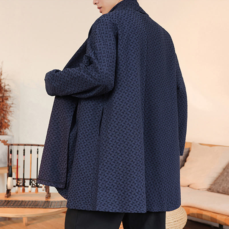 Kimono homme en coton à manches longues, motif jacquard hivernal et Buddha Stones - image 5