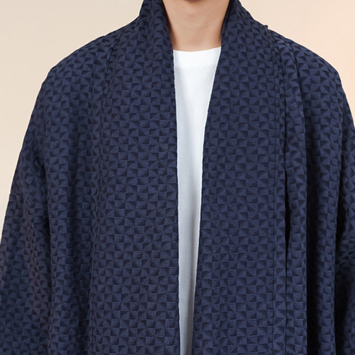 Kimono homme en coton à manches longues, motif jacquard hivernal et Buddha Stones - image 10