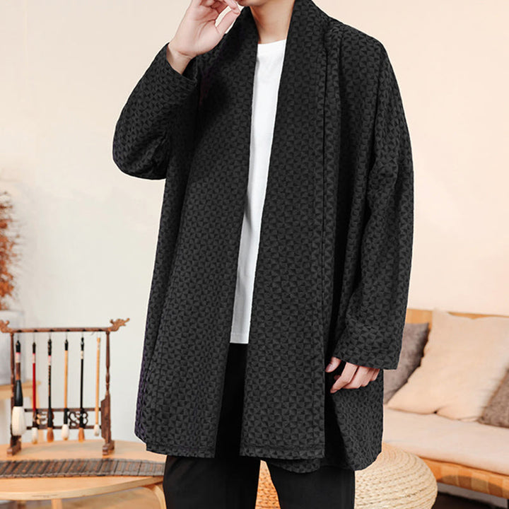 Kimono homme en coton à manches longues, motif jacquard hivernal et Buddha Stones - image 17