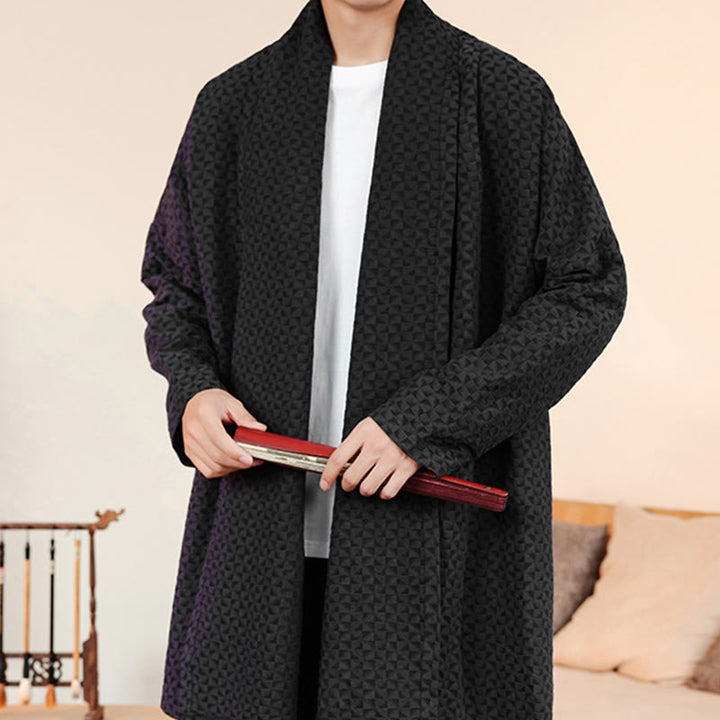 Kimono homme en coton à manches longues, motif jacquard hivernal et Buddha Stones - image 20