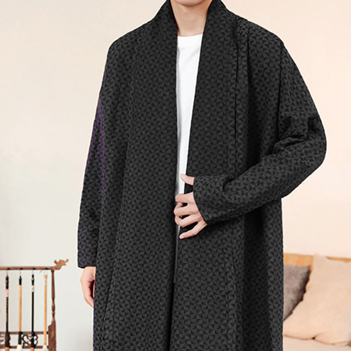 Kimono homme en coton à manches longues, motif jacquard hivernal et Buddha Stones - image 15