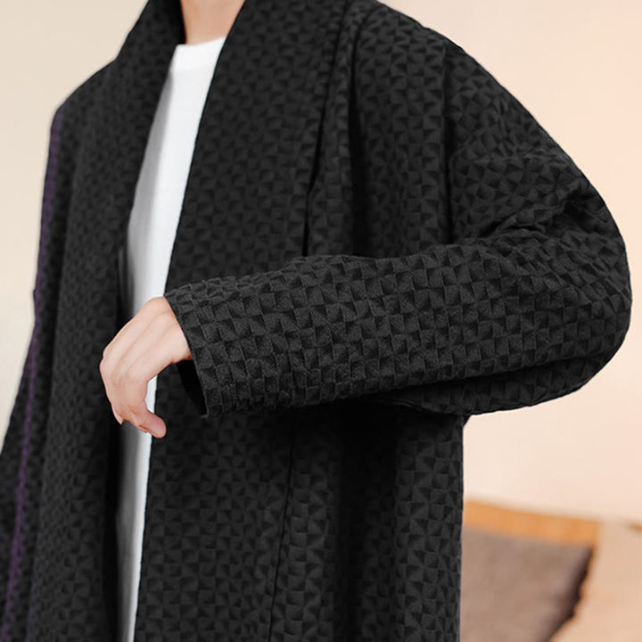 Kimono homme en coton à manches longues, motif jacquard hivernal et Buddha Stones - image 25