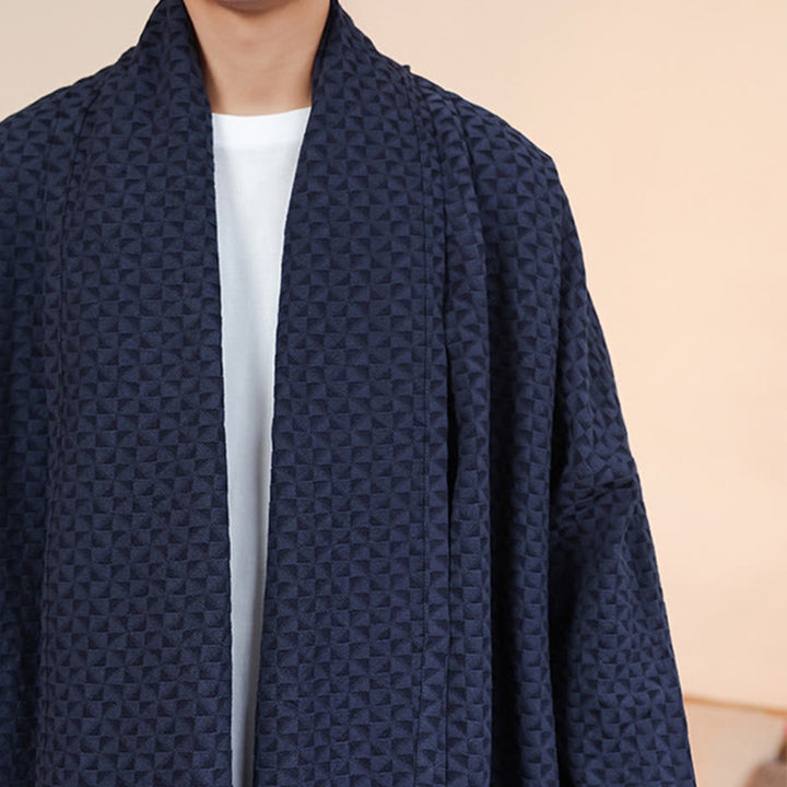 Kimono homme en coton à manches longues, motif jacquard hivernal et Buddha Stones - image 11