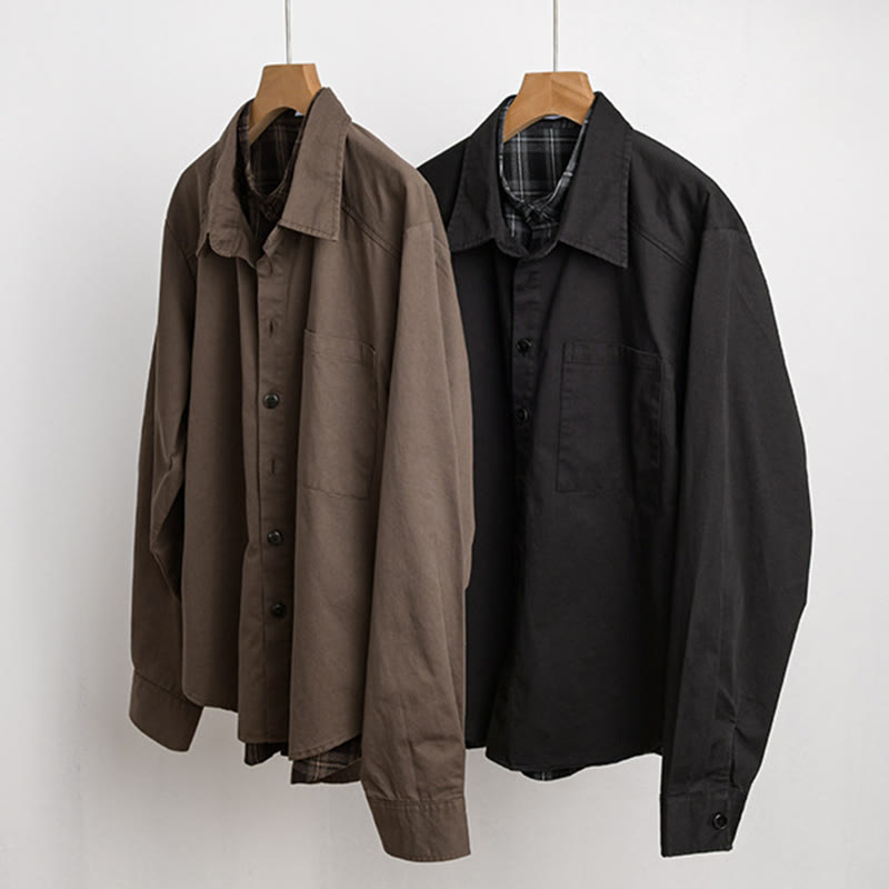 Veste deux-pièces en coton à manches longues avec poches, motif à carreaux printaniers Buddha Stones. - image 20