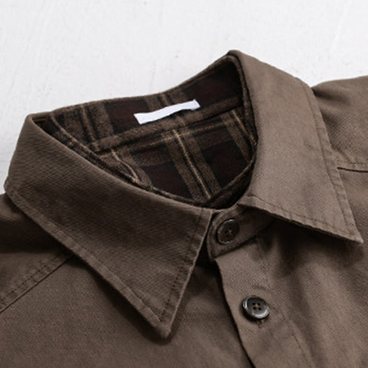 Veste deux-pièces en coton à manches longues avec poches, motif à carreaux printaniers Buddha Stones. - image 13