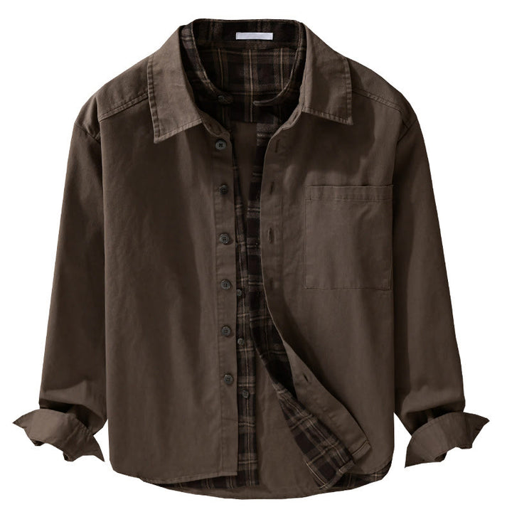 Veste deux-pièces en coton à manches longues avec poches, motif à carreaux printaniers Buddha Stones. - image 19