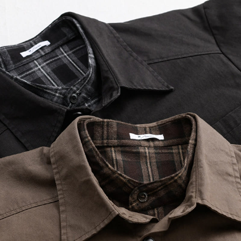 Veste deux-pièces en coton à manches longues avec poches, motif à carreaux printaniers Buddha Stones. - image 23