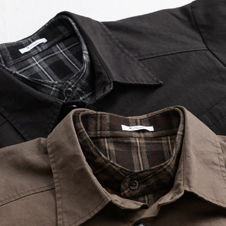 Veste deux-pièces en coton à manches longues avec poches, motif à carreaux printaniers Buddha Stones. - image 23